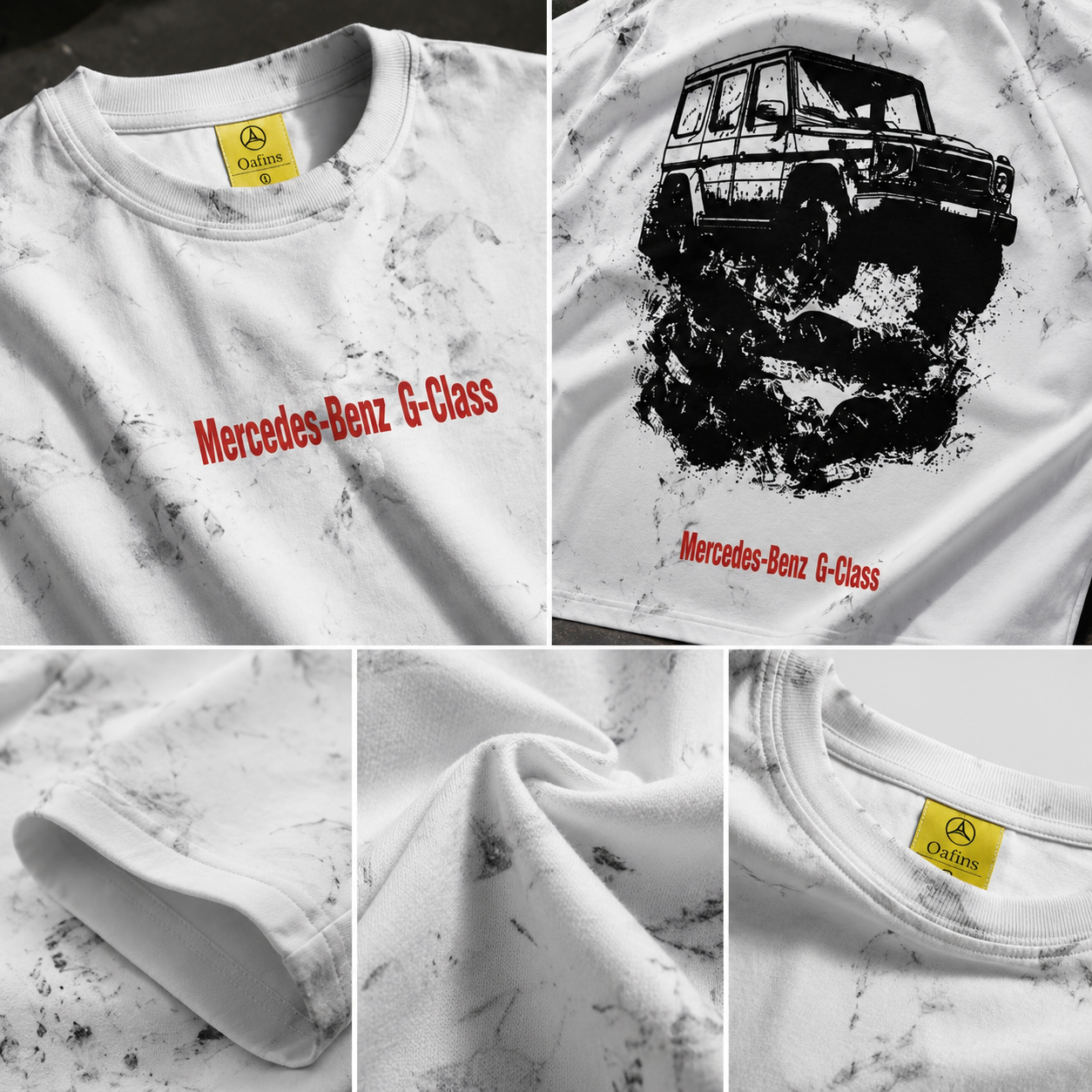 Marble Effect Oversized Graphic T-Shirt