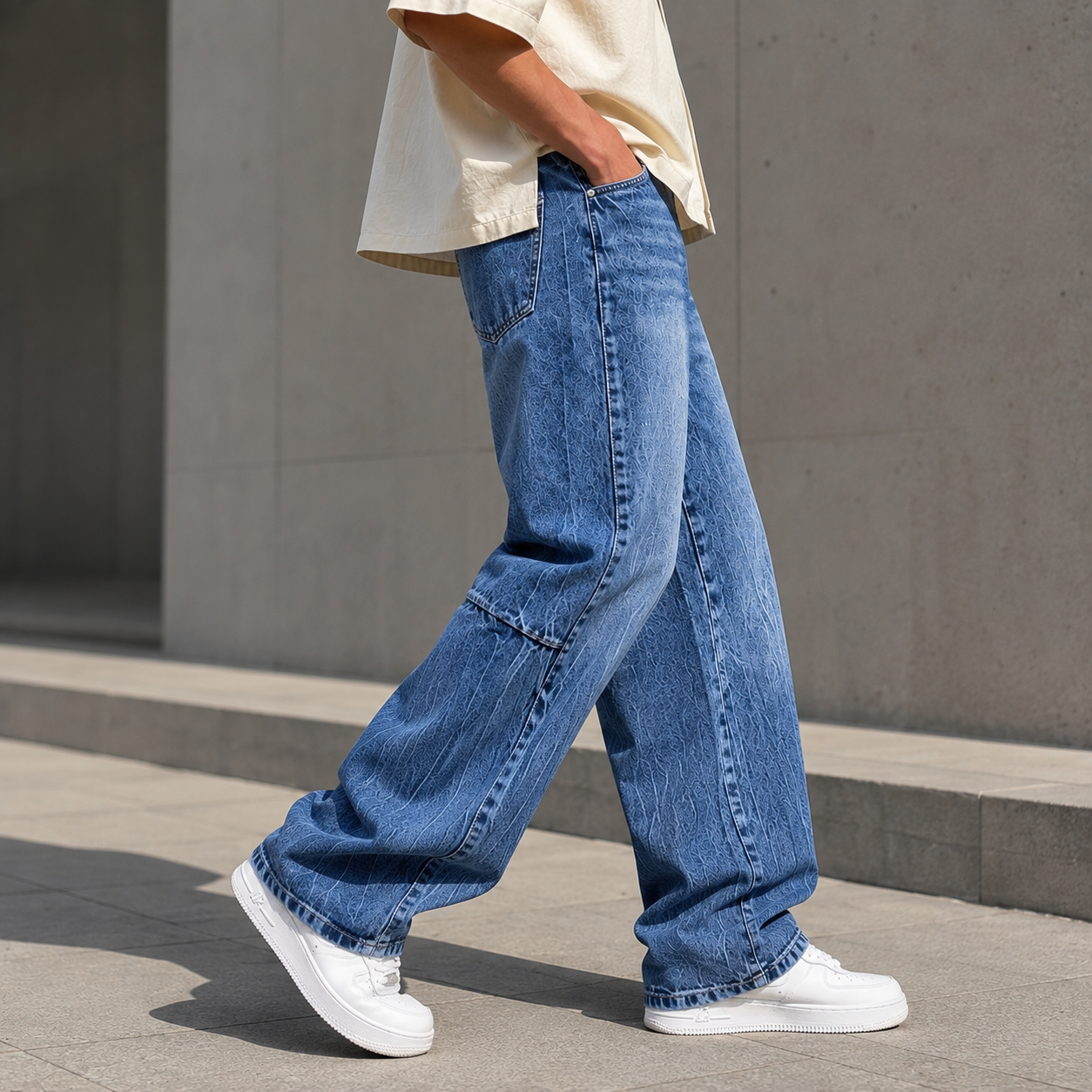 Vintage Blue Relaxed Fit Wide Leg Jeans