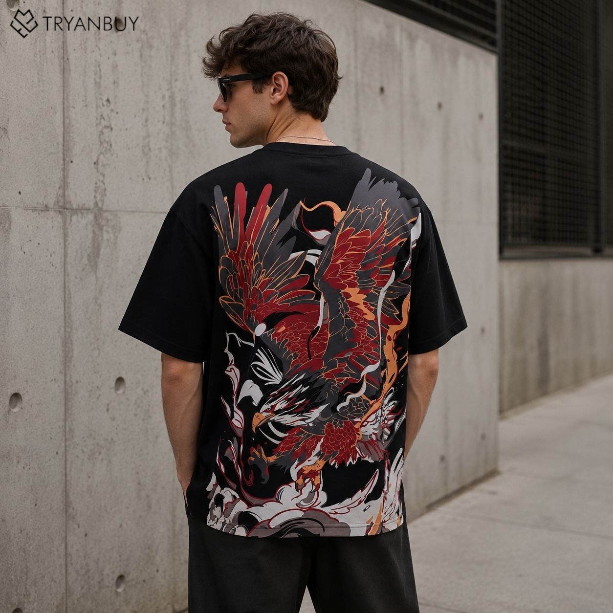 Phoenix Rise Oversized T-Shirt | Black