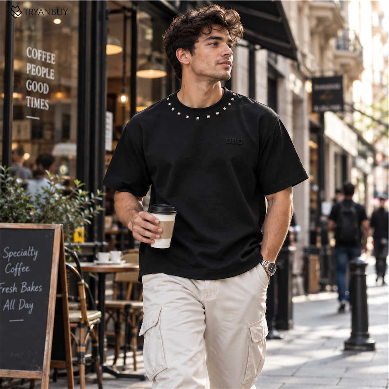 Noir Stud Luxe T-Shirt – Black
