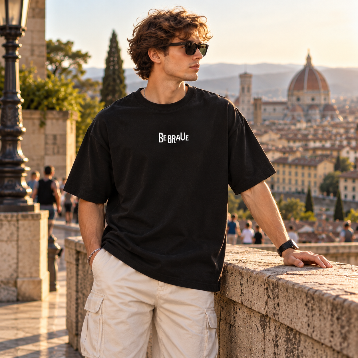 Black Pixel Art Graphic Oversized T-Shirt