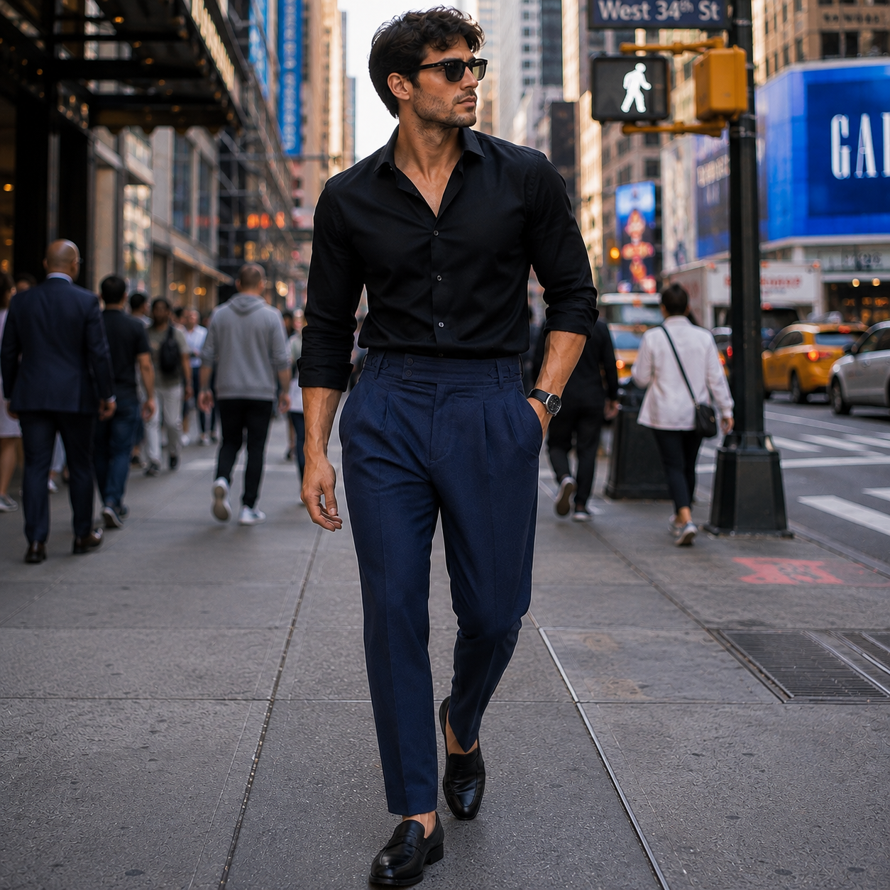 Premium Dark Navy Pleated Gurkha Trousers