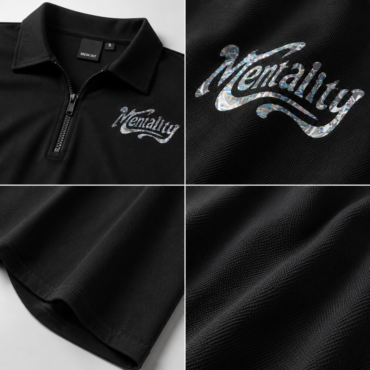 Mentality Oversized Half-Zip Polo T-Shirt