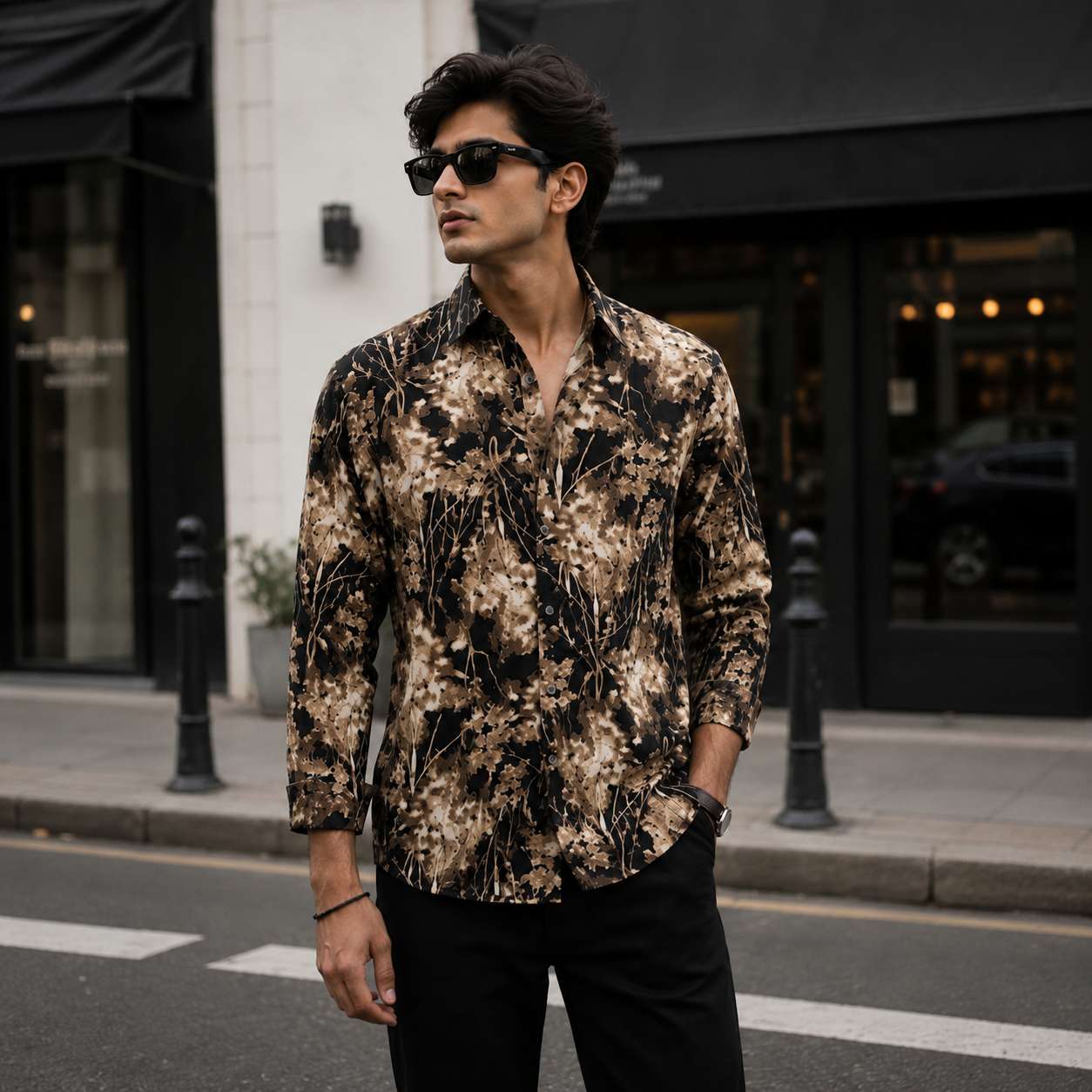 Mocha Mist Printed Shirt
