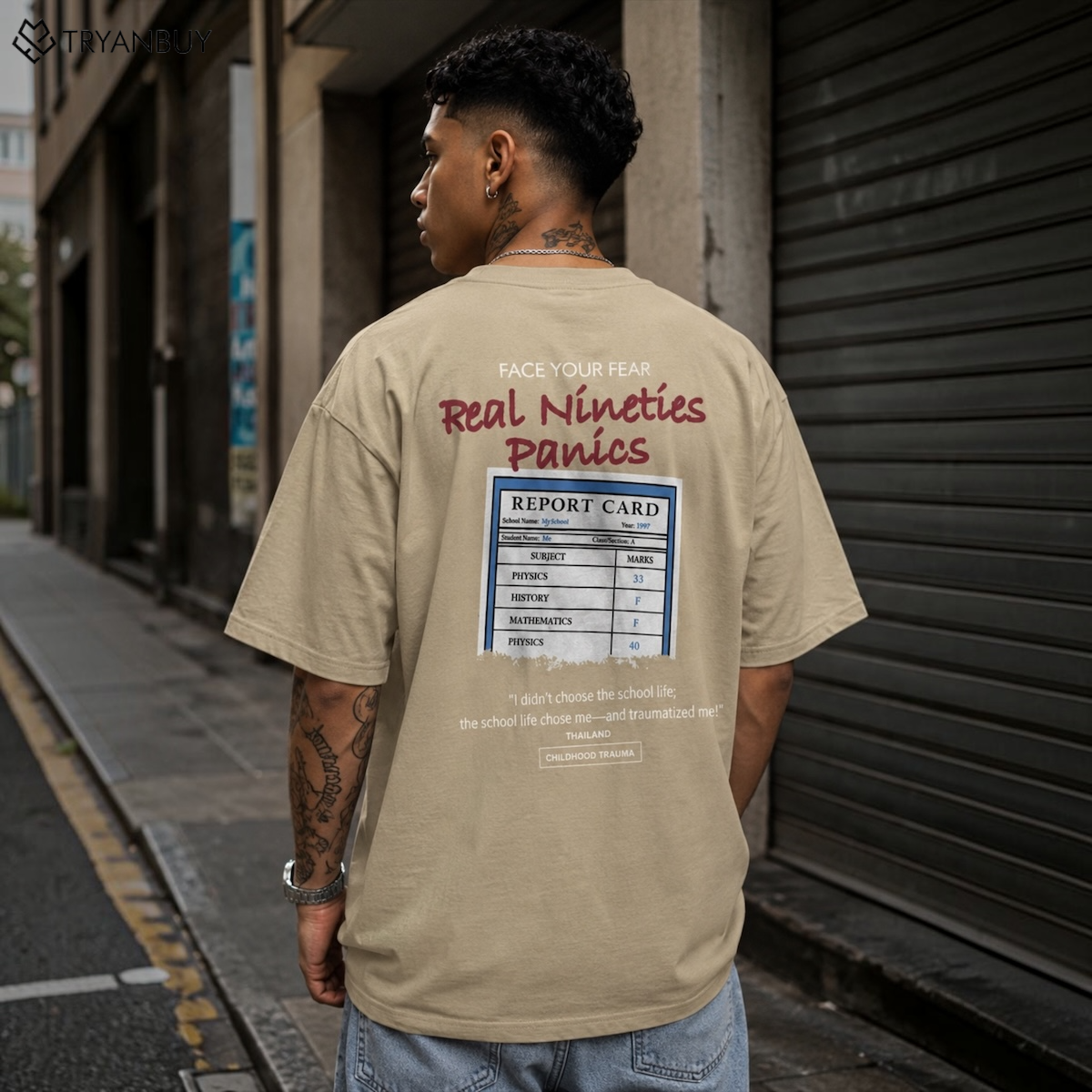 Trauma Oversized T-Shirt - Sand Beige