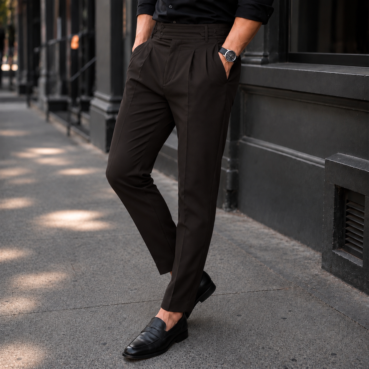 Premium Dark Chocolate Brown Tailored Trousers