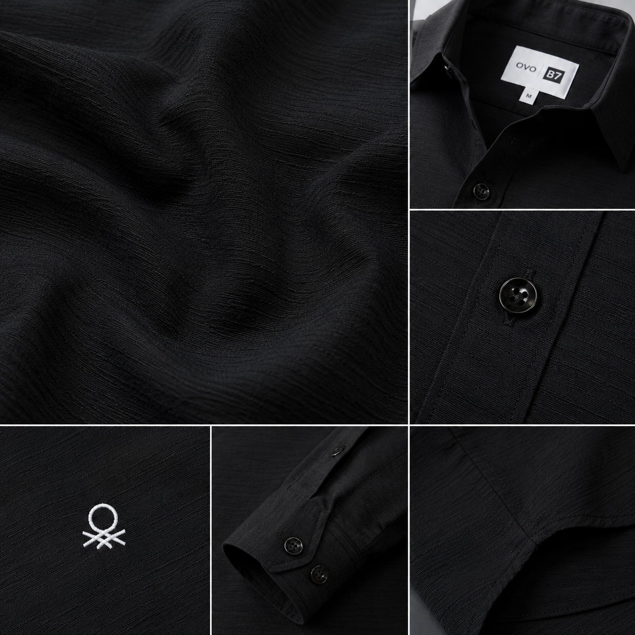 Classic Black Textured  Casual Shirt