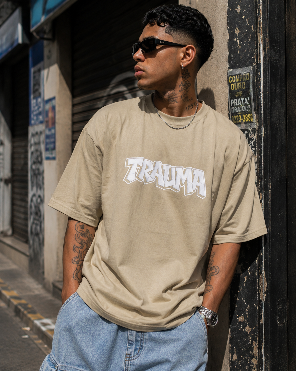 Trauma Oversized T-Shirt - Sand Beige