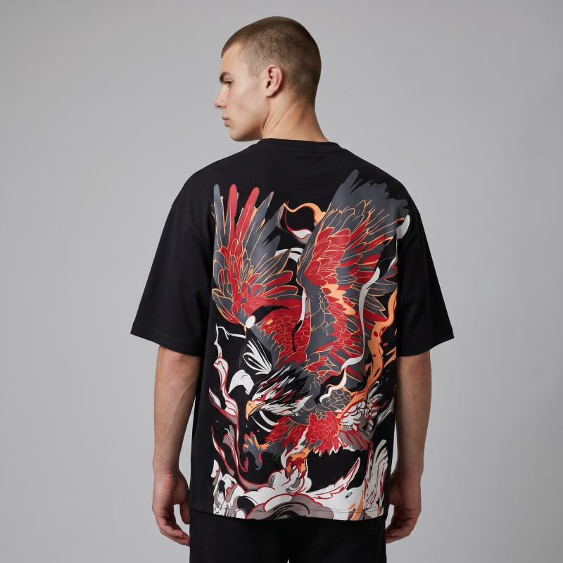Phoenix Rise Oversized T-Shirt | Black