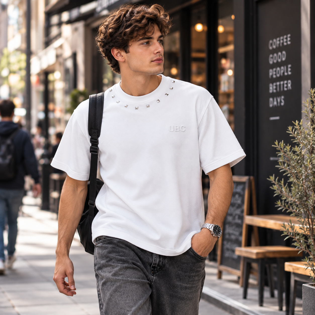 Noir Stud Luxe T-Shirt – White