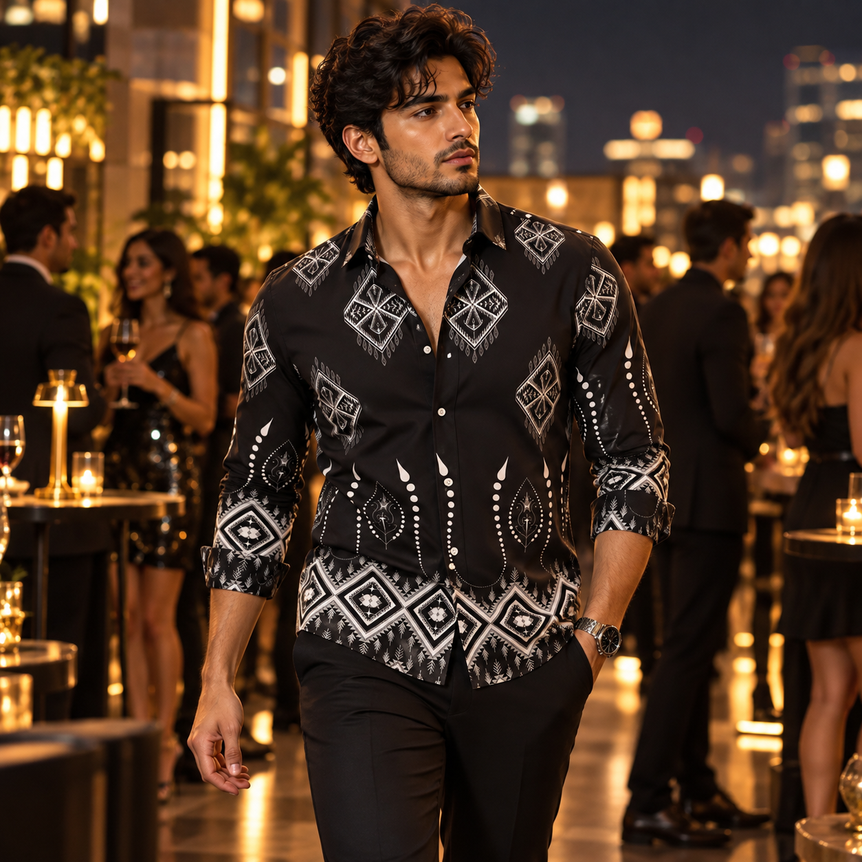 Midnight Tribal Luxe Printed Premium Shirt