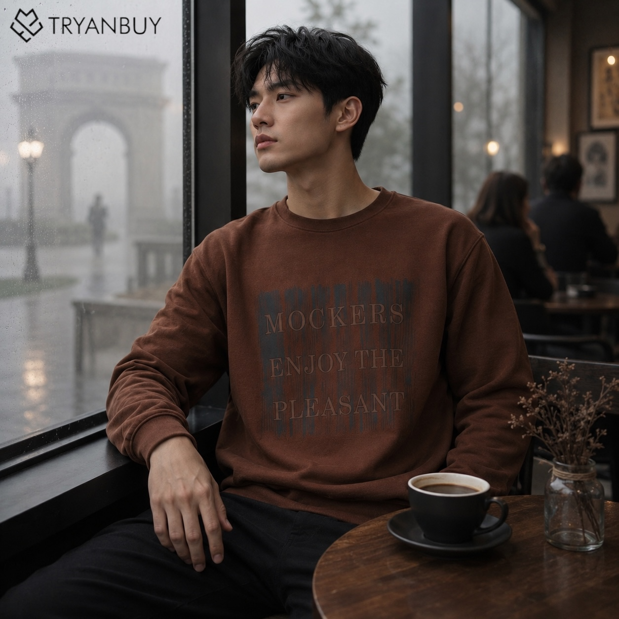 Mocha Brown Premium Oversized Crewneck Sweatshirt