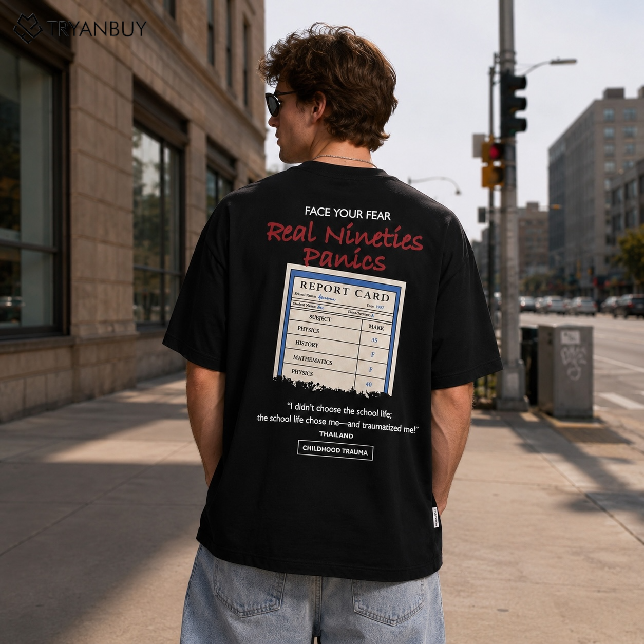 Nineties Panic Oversized T-Shirt - Black