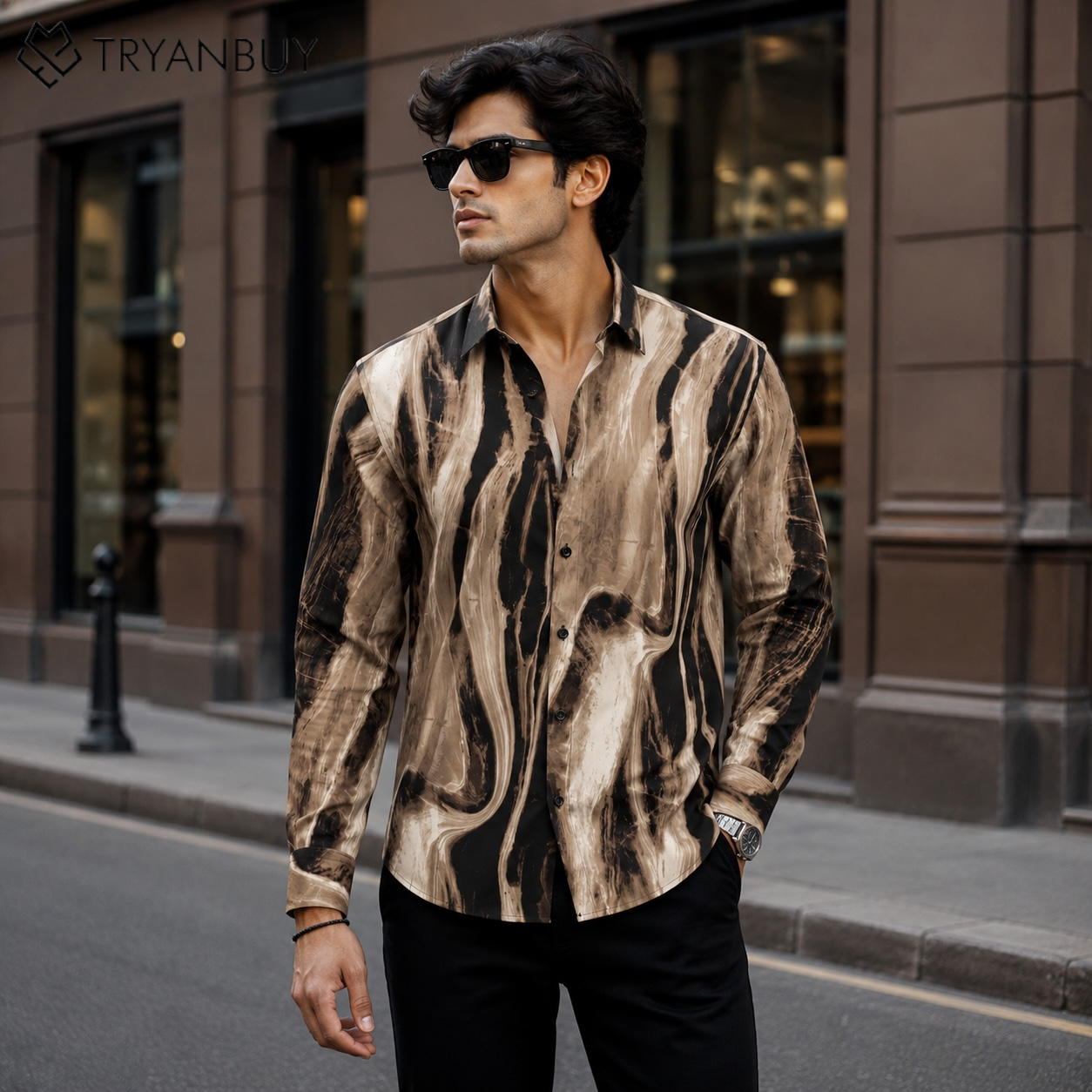 Mocha Marble Designer Shirt
