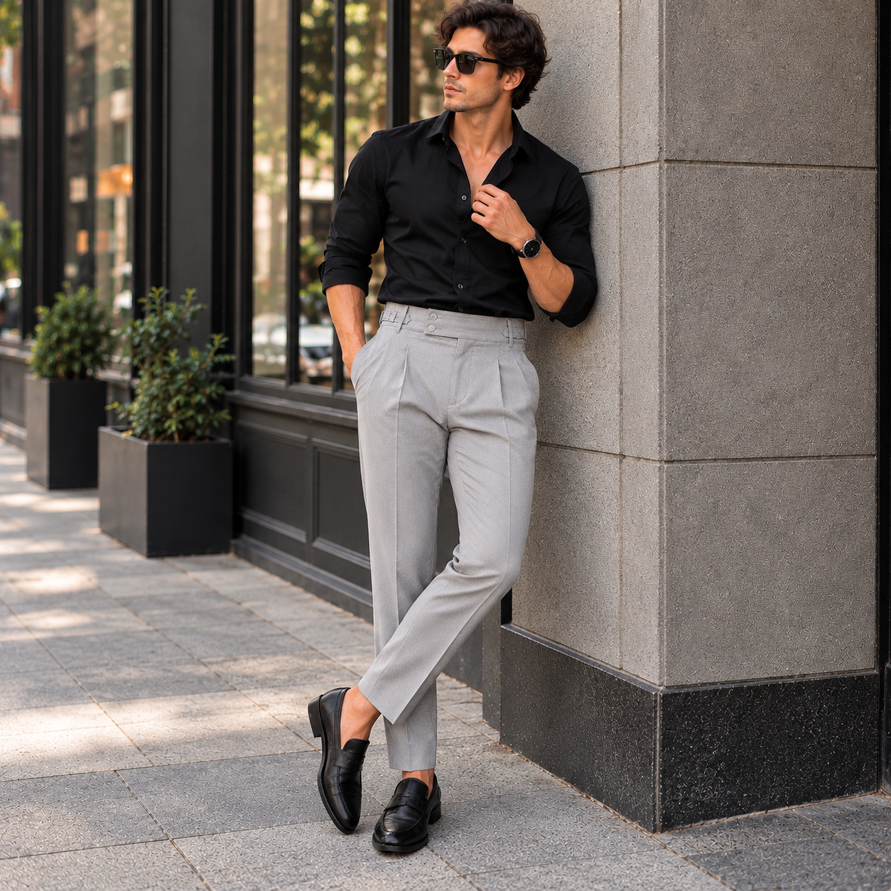 Light Grey Pleated Formal Trousers