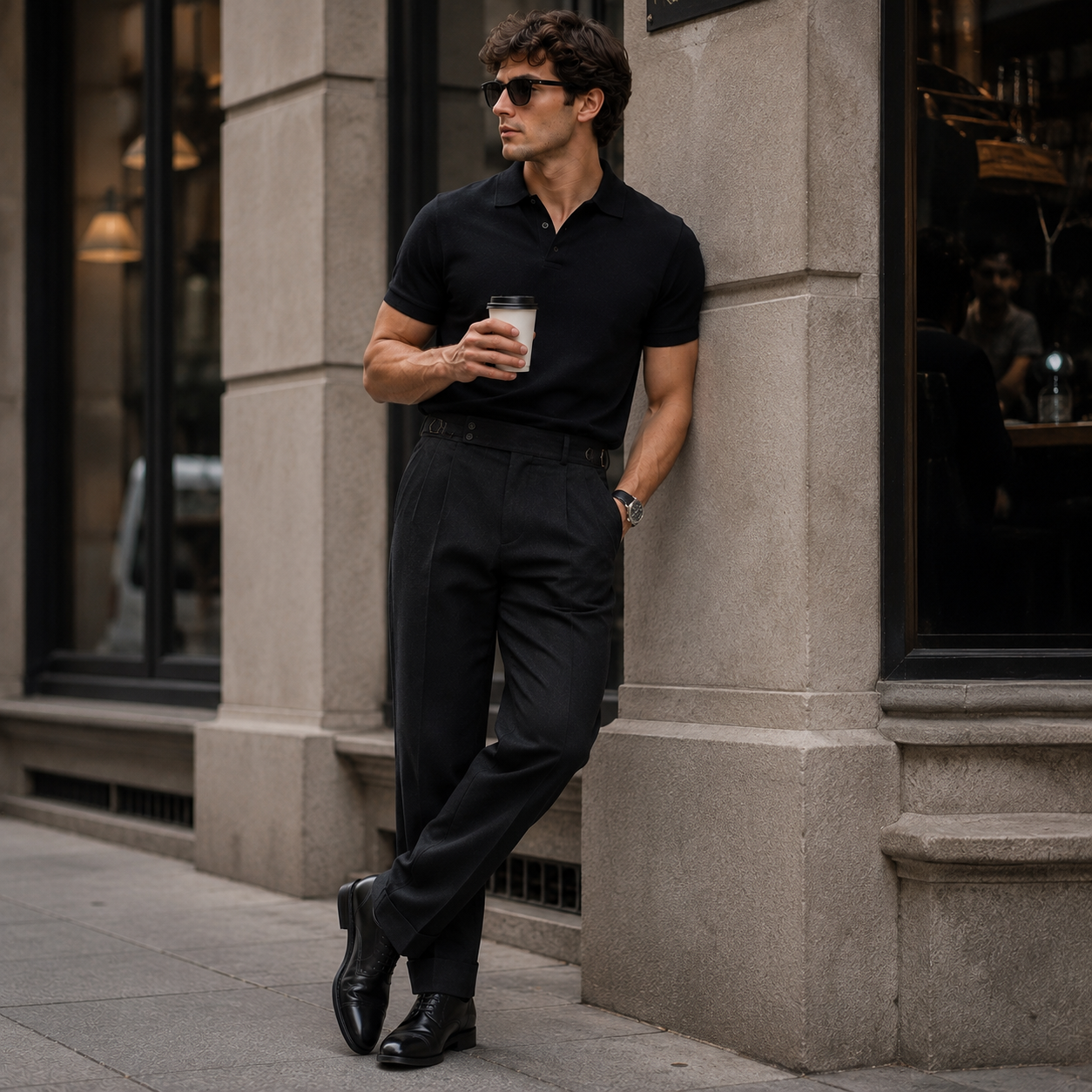 Black High-Waist Pleated GurkhaTrousers