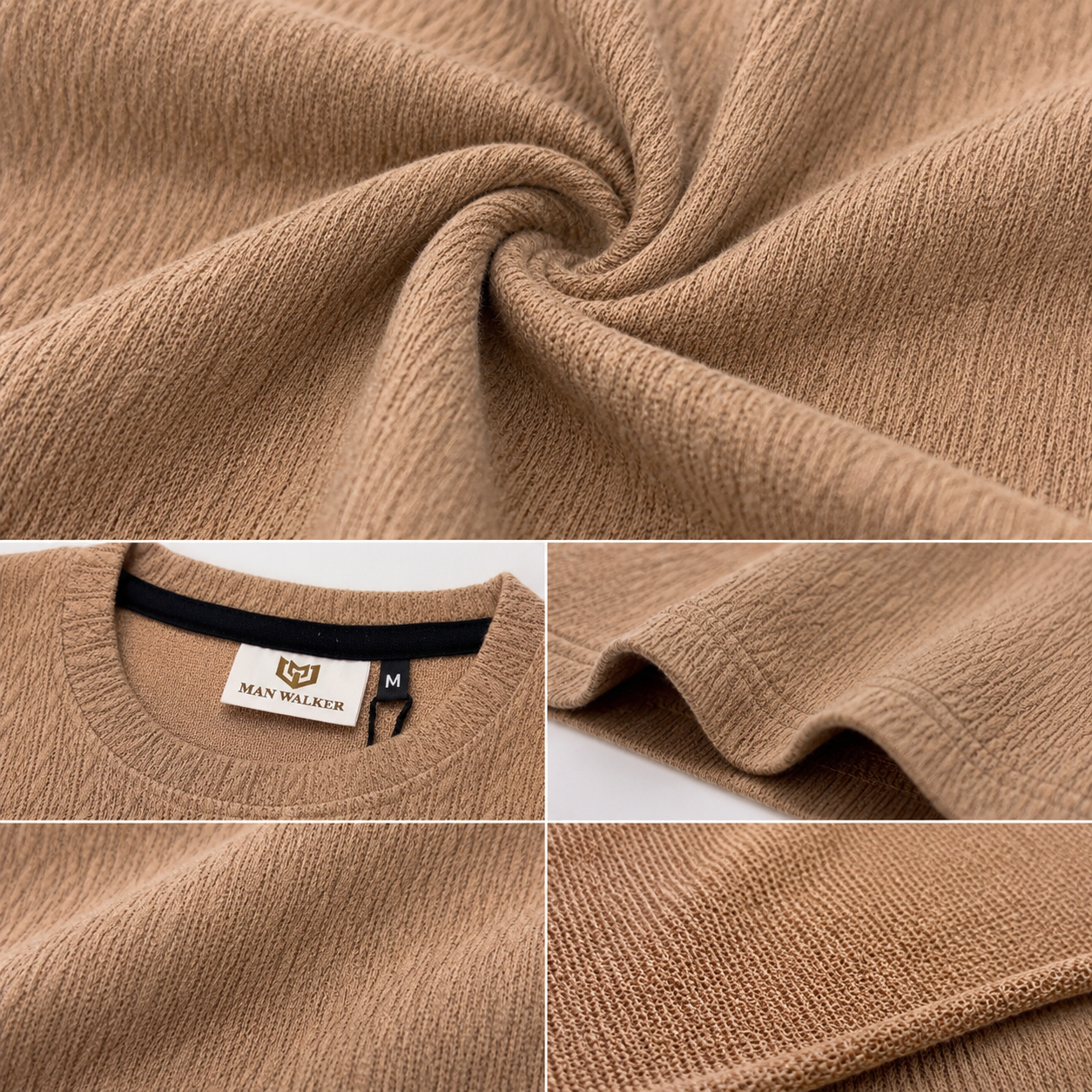Rib Knit Crewneck Sweatshirt – Sand Beige