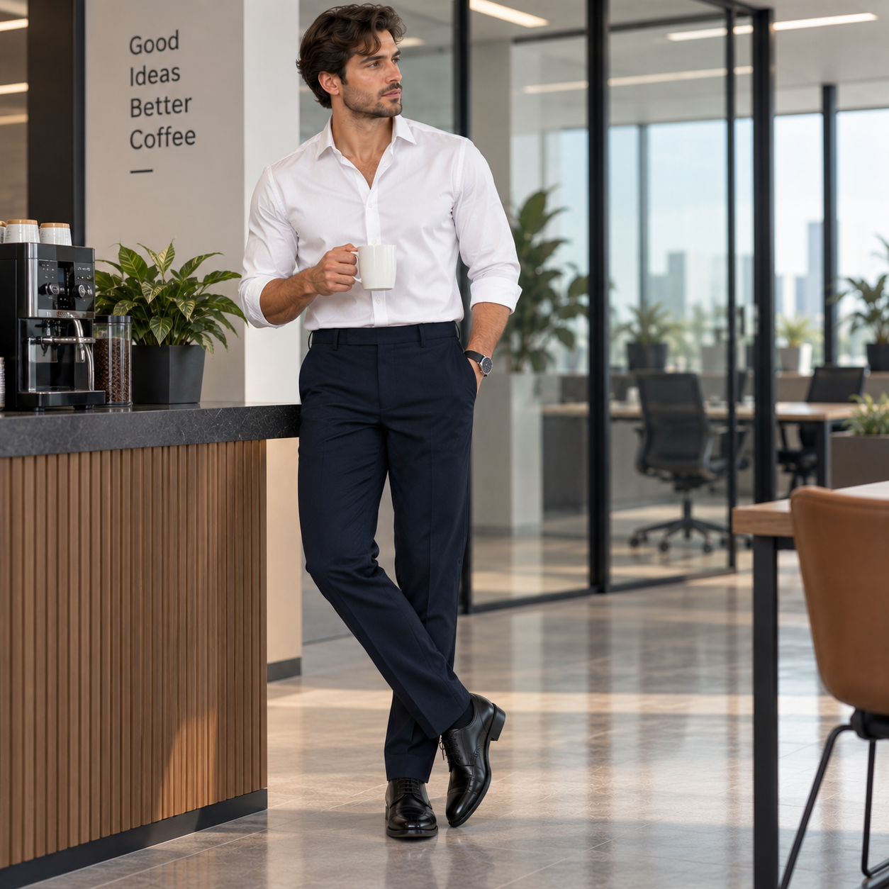Dark Navy Formal Straight Fit Trousers