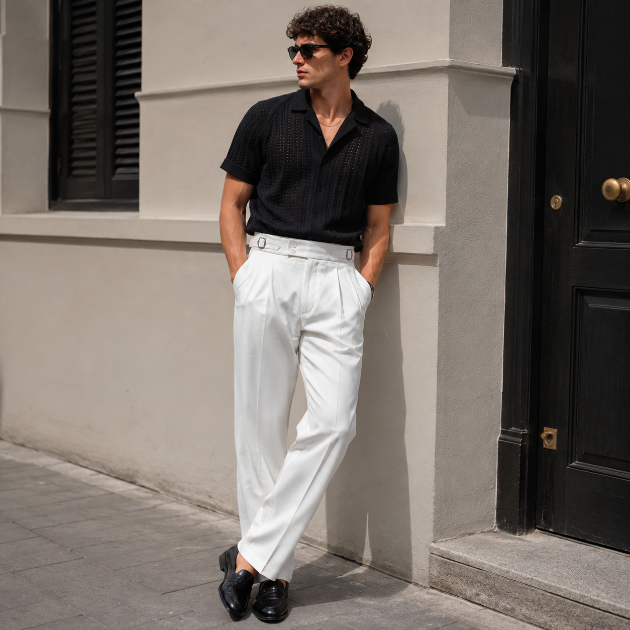 White Pleated Gurkha Trousers