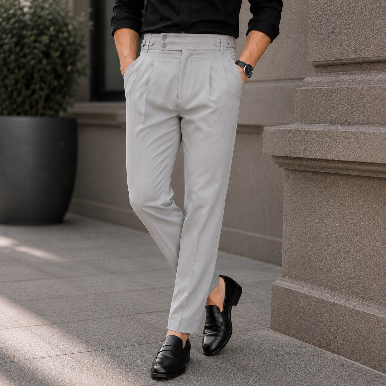 Urban Grey Gurkha Tailored Trousers